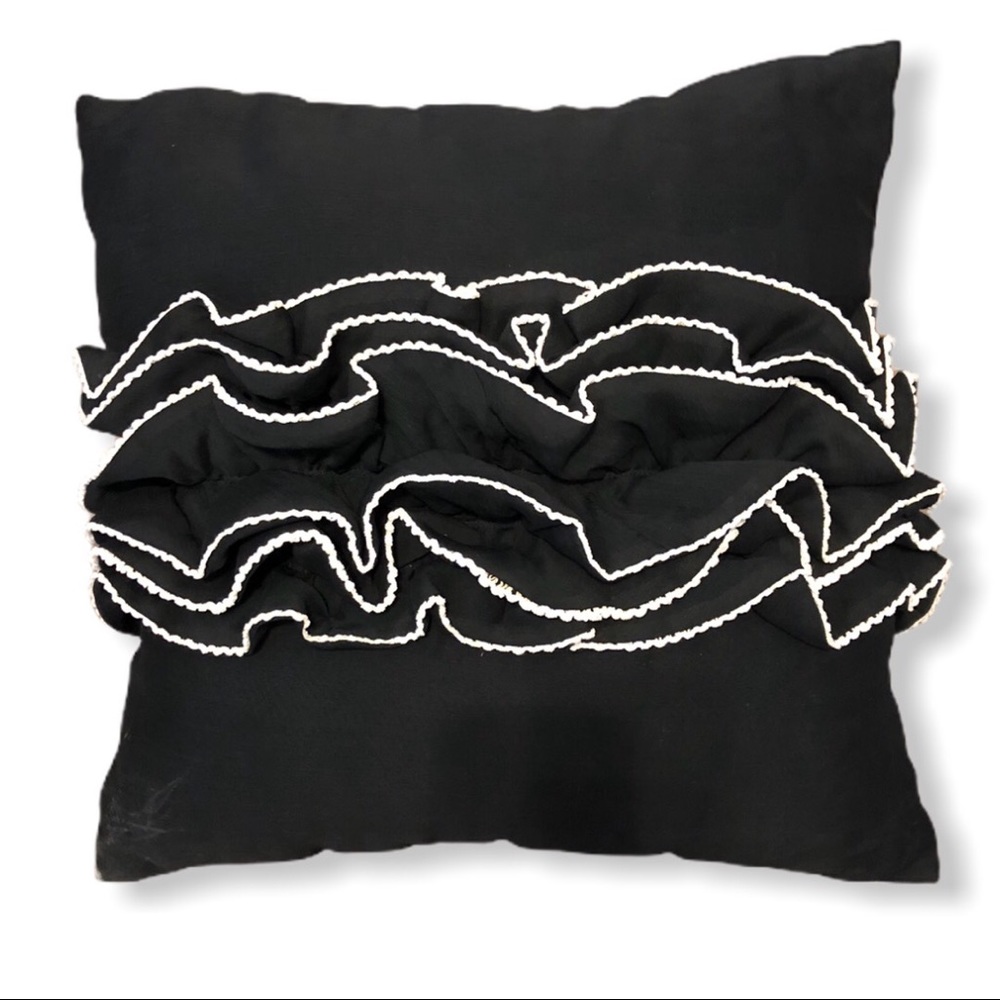 Daisy Fuentes Black Ruffle Throw Pillow